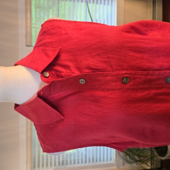 100% Linen Sleeveless Button Down Maxi Shirt Dress Pink Womens Size 8P - Picture 2 of 9